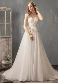 Luxury Wedding Dress White Lace Mesh Evening Dress Formal Party Gown(Process Time Need 5-7 Days)