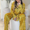 Plus Size African Women Casual Long-Sleeved Printed Shirt and Wide-Leg Pants Two-Piece Set