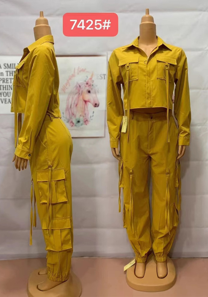 Plus Size Multi-Pocket Casual Cargo Pants Set