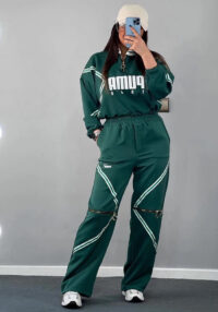 Plus Size Women Round Neck Top and Trousers Casual Two Piece Set