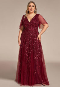 Plus Size Women Sequin Mesh Fishtail Formal Party Evening Dress