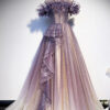 Purple Evening Dress Summer Women Off Shoulder Elegant Chic Long Cantata Dress(Processing time need 3-6 days)