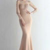 Satin Beaded Lace Patchwork Long Sleeve Bridal Mermaid Formal Evening Dress