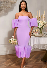 Sexy Off Shoulder Purple Dress Ruffle Party Evening Gown