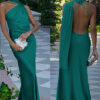 Sexy Slim-Fit Satin Low Back Chic Long Dress With Sash For Holidays