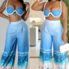 Sexy Strap Bra Top Print Trousers Two-Piece Nightclub Clothes