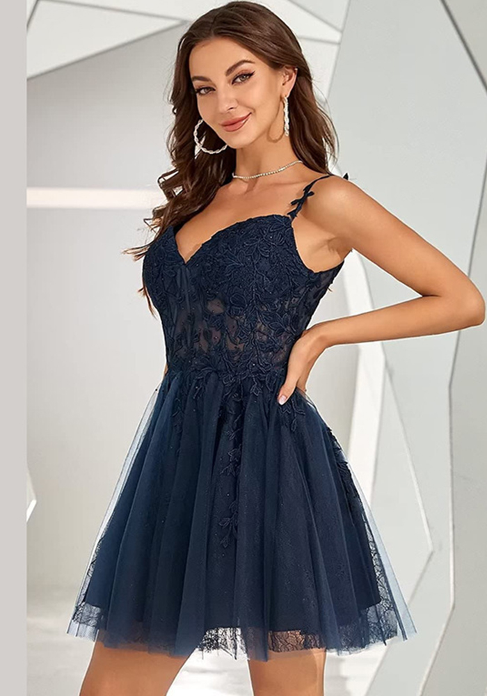 Sexy Strap Lace mesh Short Party Dress