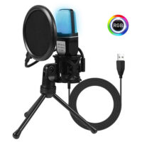 SF666R USB Wired Microphone Professional Video Recording RGB Condensador Gaming Microphone Noise Reduction Mic With Stand For Podcast Recording Studio Streaming Laptop Desktop...