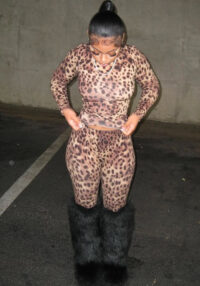 Spring Leopard Slim Sexy Fashion Long Sleeve Top Long Pants Two Piece Set