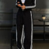 Spring Women's Striped Long-Sleeve Top & Pants Set Casual Sports Outfit