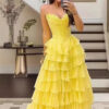 Strapless Tiered Puff Ball Gown Long Dress Slim Strapless Evening Gown（Processing time need 3-6 days）