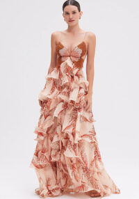 Summer Butterfly Multi-Layer Ruffle Maxi Dress