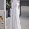 Summer Occassional White Sequin Mesh Patch Halter Evening Dress