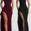 Summer Sexy High-Slit Tie-Waist Formal Gown
