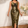 Summer Strapless Gold Party Dress Low-Back Sexy Chic Bodycon Dress