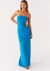 Summer Strapless Women's Sexy Side Cut-Out Slim Long Dress