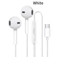 Type-c In-ear Mobile Wire Control Headset Bass Stereo Music Earphones Sports Earbuds with Microphone White