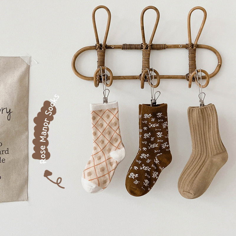 Unisex Striped Flower Checked Print Accessories Socks Wholesale 230114344