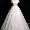 White Off Shoulder Tutu Wedding Gown Long Evening Dress（Processing time need 3-6 days）