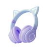 Wireless Cat Ear Headset Stereo Headphones Colorful Lighting Gaming Headset For Smart Phones PC Tablet Computer Purple
