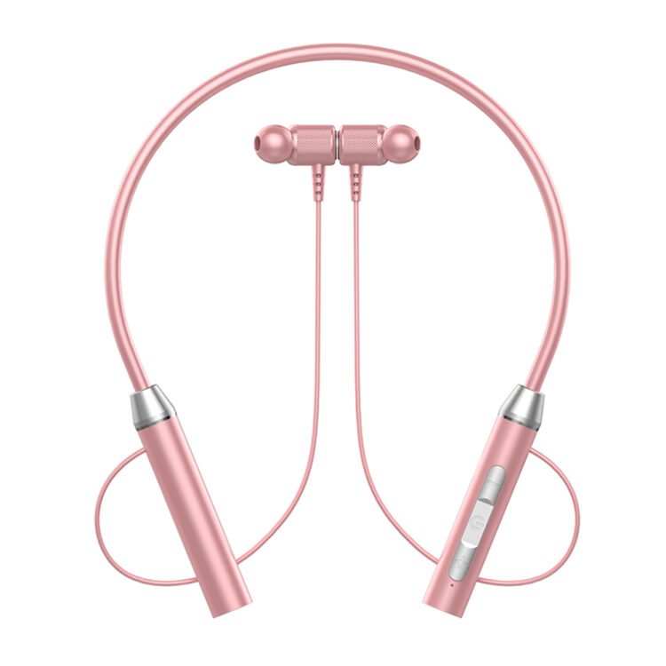 Wireless Neckband Headphones V5.2 Hifi Stereo Sports Neckband Headset Waterproof Earbuds For Outdoor Running 098 pink
