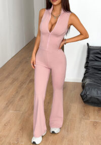 Women Athletic Zipper Vest and Wide-Leg Pants Two-Piece Set