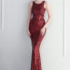 Women Backless Beading Sequin Embroidered Stage Concert Car Model Formal Party Wedding Long Evening Dress