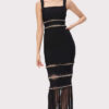 Women Bandage Sequined Tassel Evening Maxi Dress