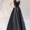 Women black annual meeting dinner evening dress（Processing time need 3-6 days）