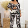 Women Casual Printed Top and Wide Leg Pants Two-piece Set