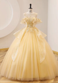 Women Colorful Yarn Yellow Tutu Skirt Dress(Processing time need 3-6 days)