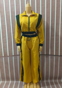 Women Contrast Color Casual Sleeveless Top and Wide Leg Pants Two-Piece Set