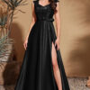 Women Elegant Black Sequined V-Neck Party Mermaid Bridesmaid Evening Dress（Processing time need 3-6 days）