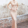 Women Elegant Hater Neck Sleeveless Formal Party Maxi Mermaid Evening Dress