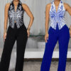 Women Elegant Printed Top and Pants Two-Piece Set