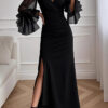 Women Fall Bell Bottom Sleeve Maxi Dress