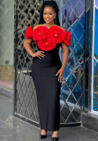 Women Floral Off-Shoulder Bandage Dress