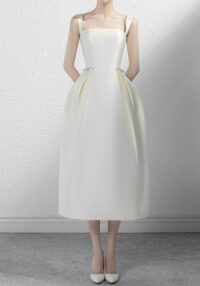 Women French White Satin Formal Party Birthday Party Strapless Evening Dress(Processing time need 3-6 days)