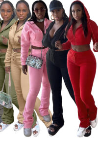 Women Hoodies and Bell Bottom Pants Two-Piece Set