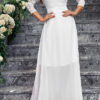 Women Off Shoulder Lace chiffon Half-Sleeve Wedding Bridesmaid Dress Elegant Long Dress