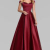 Women Off-Shoulder Satin Solid Prom Dress（Processing time need 3-6 days）
