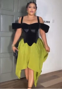 Women Off-Shoulder Sexy Patchwork Sleeveless Suspender Dress