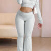Women off-the-shoulder long-sleeved top and trousers two-piece set