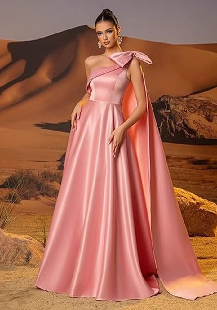 Women One-Shoulder Satin Formal Evening Dress(Processing time need 3-6 days)