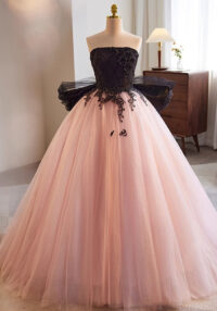 Women pink Strapless evening dress Formal Party elegant tutu(Processing time need 3-6 days)