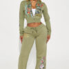 Women Print Hoodies Top and Pant Two-piece Set