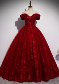 Women Red Off Shoulder Formal Party Evening Dress