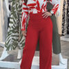 Women red printed shirt and pants two-piece set