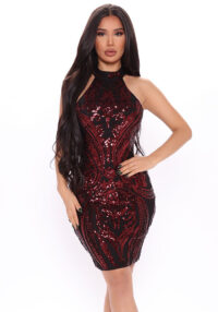 Women See-Through Mesh Sequined Patchwork Sexy Sleeveless Bodycon Dress