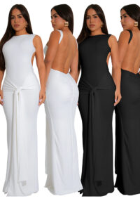 Women Sexy Backless Lace-Up Long Dress for Nightclubs and Parties with a Slit Bodycon Dress